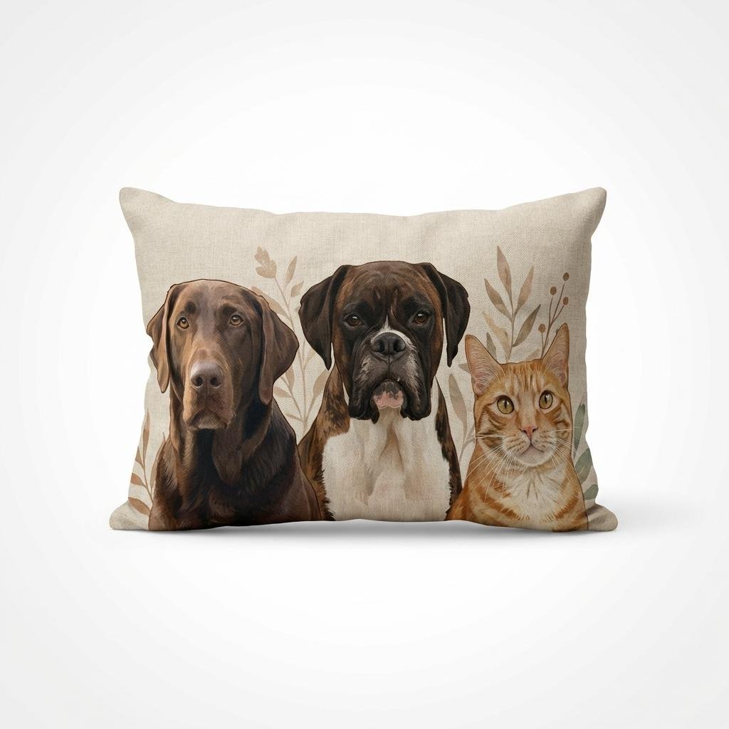 Custom Pet Portrait Pillow | Personalized Dog & Cat Gift