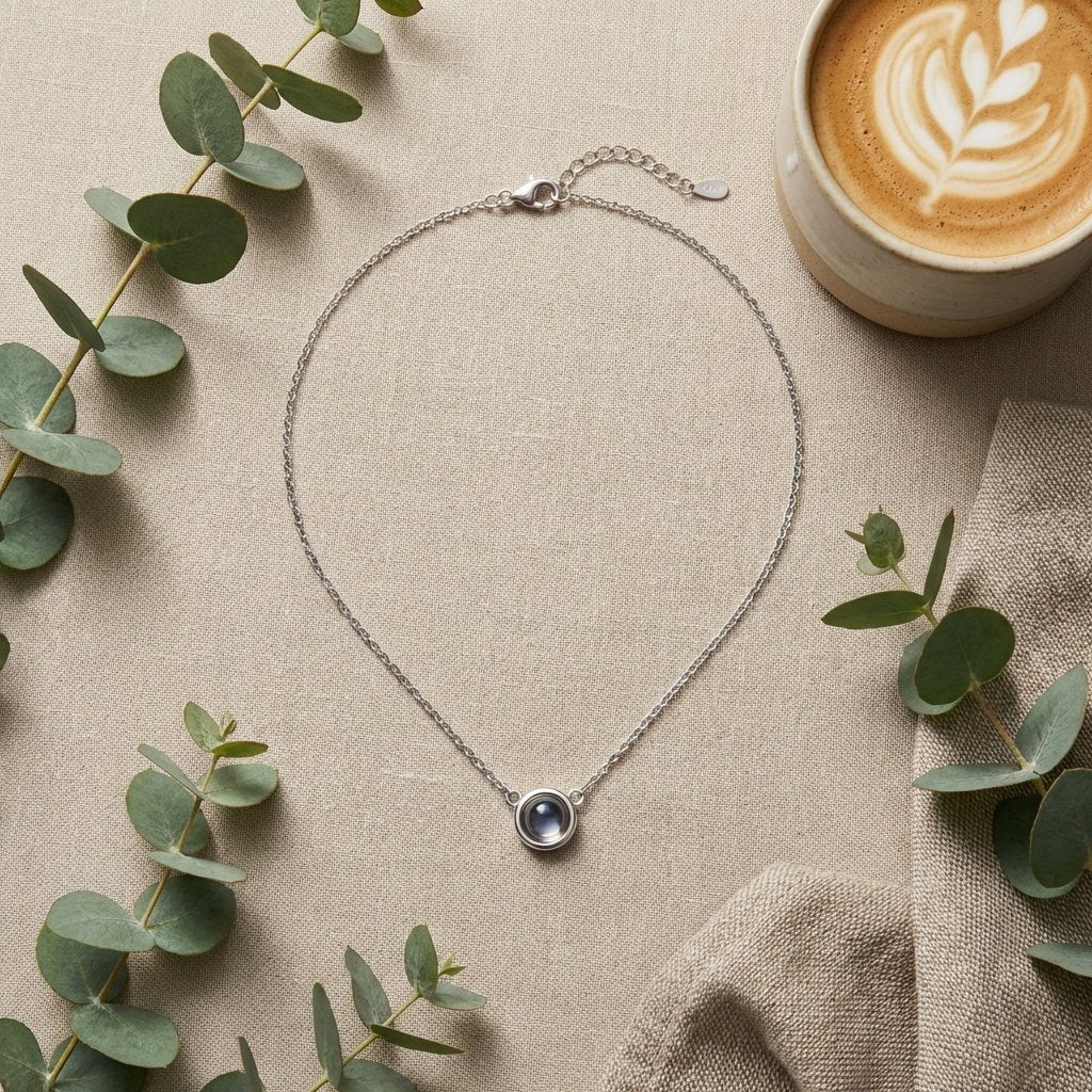 Personalized Photo Projection Necklace • Sterling Silver