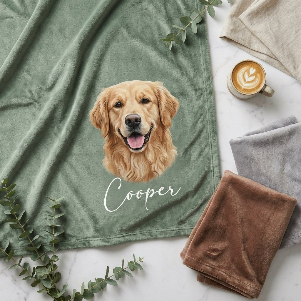 Bespoke Pet Portrait Minky Blanket