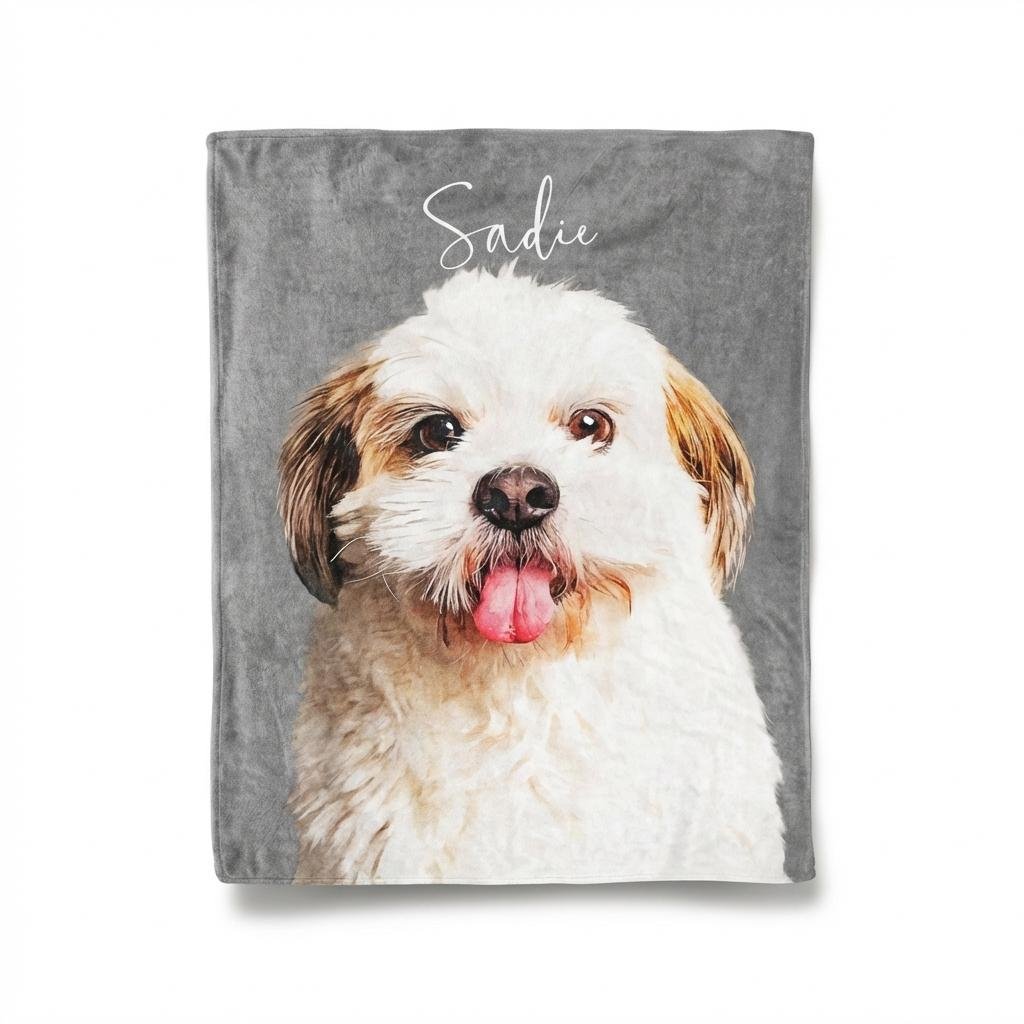 Custom Pet Photo Memorial Blanket | Dog & Cat Sympathy Gift