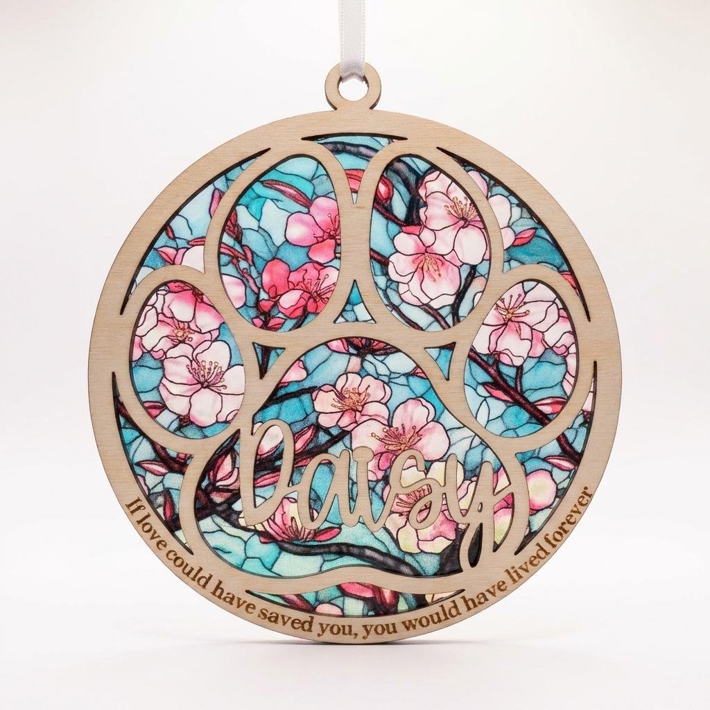 Personalized Pet Memorial Suncatcher - Rainbow Bridge Gift