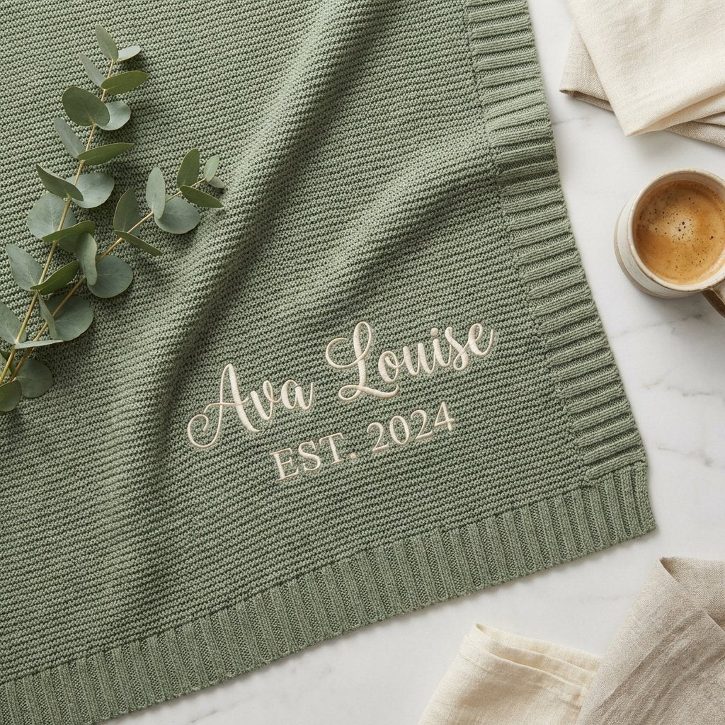 Personalized Embroidered Knit Baby Blanket | iMade4U