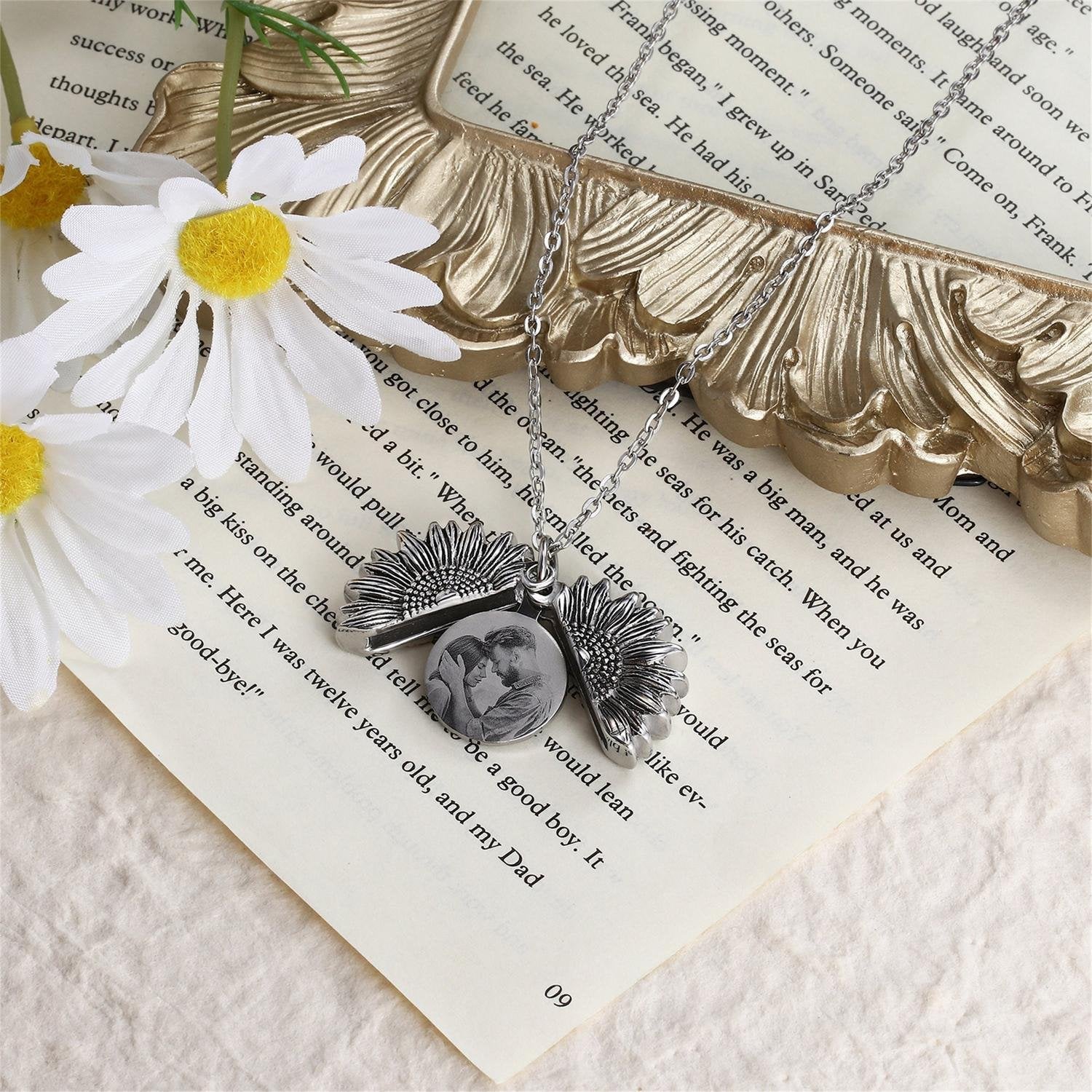 Eternal Bloom Personalized Sunflower Locket