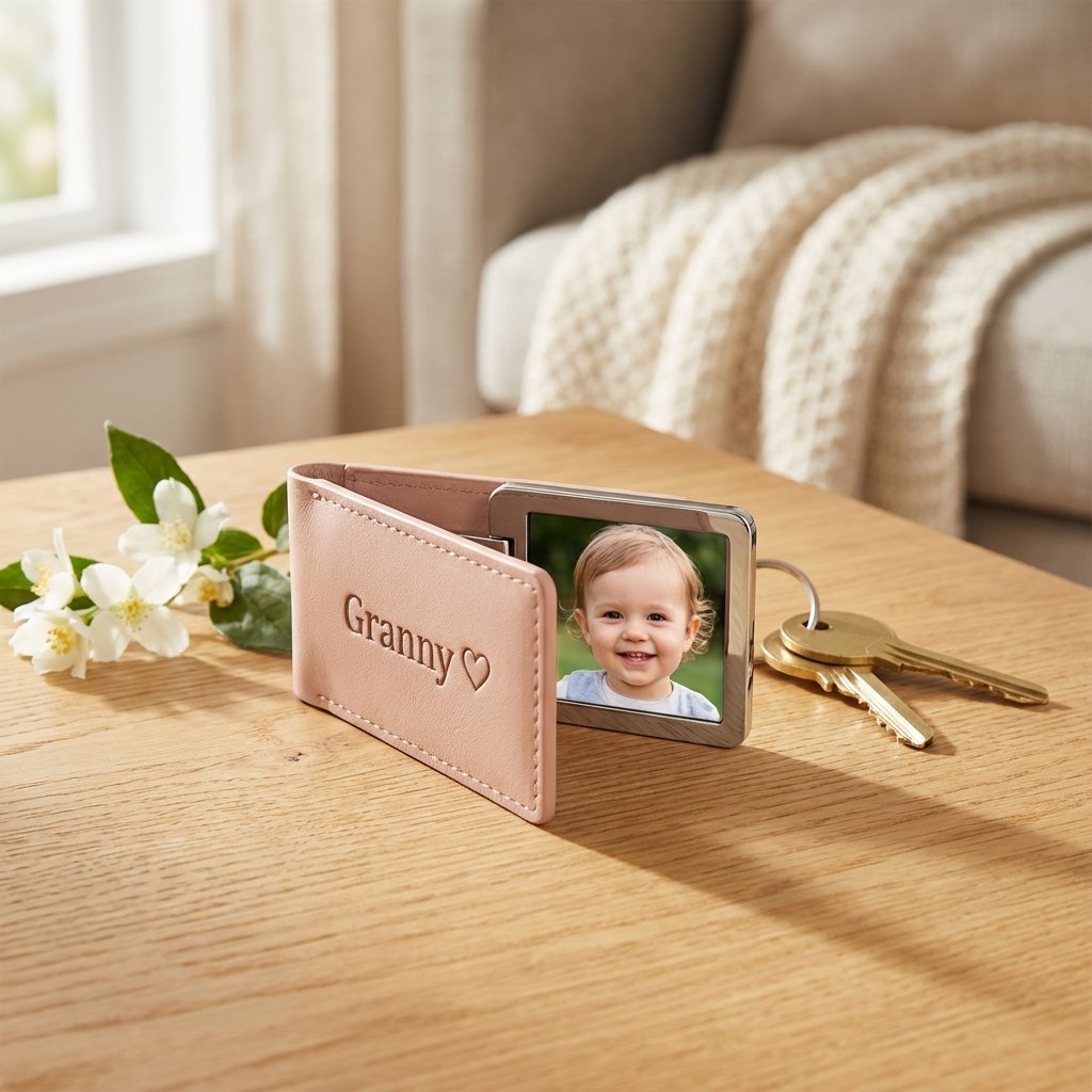 Heritage Personalized Leather Photo Keychain