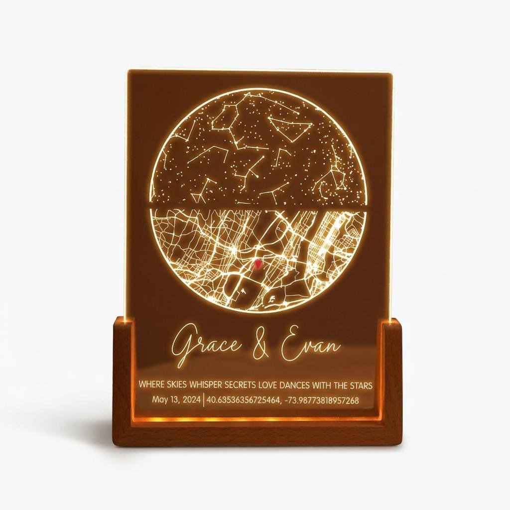 Custom Star Map Night Light - Personalized Anniversary Gift