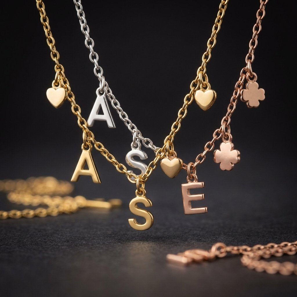 Sideways Initial Necklace - Personalized Gold Letter Jewelry