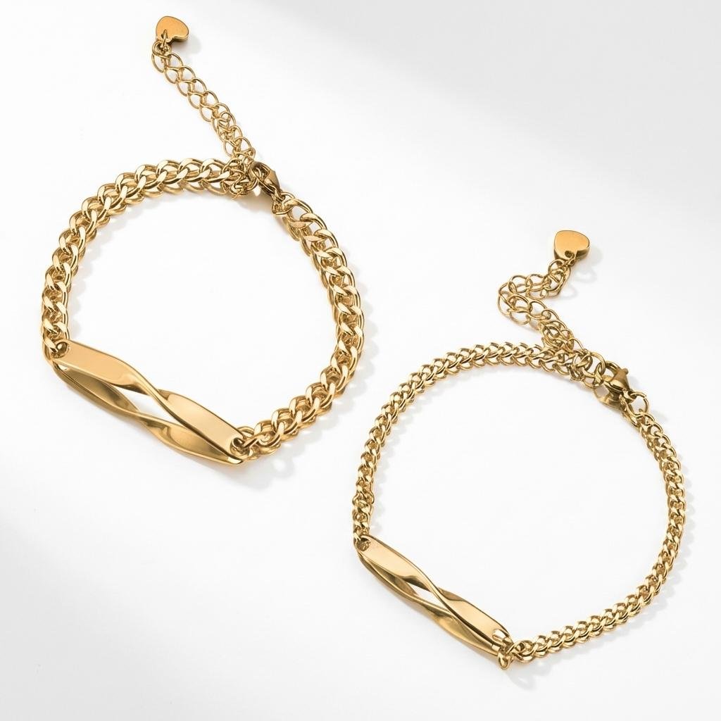 Personalized Couple Date Bracelet - Matching Set for Anniversary