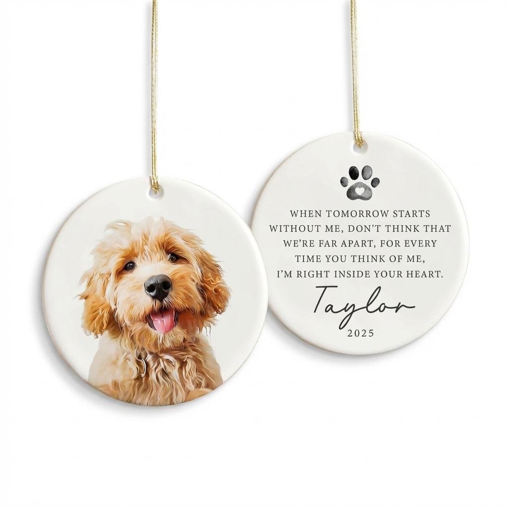 Custom Pet Portrait Memorial Ornament | Dog & Cat Remembrance