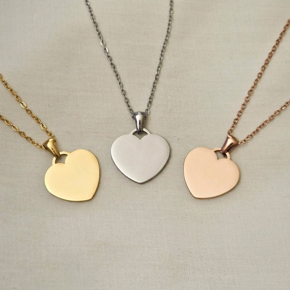 Personalised Gift, Engraved Heart Necklace, Any Text, Name Date Necklace, Gift for Her, Birthday, Anniversary specs