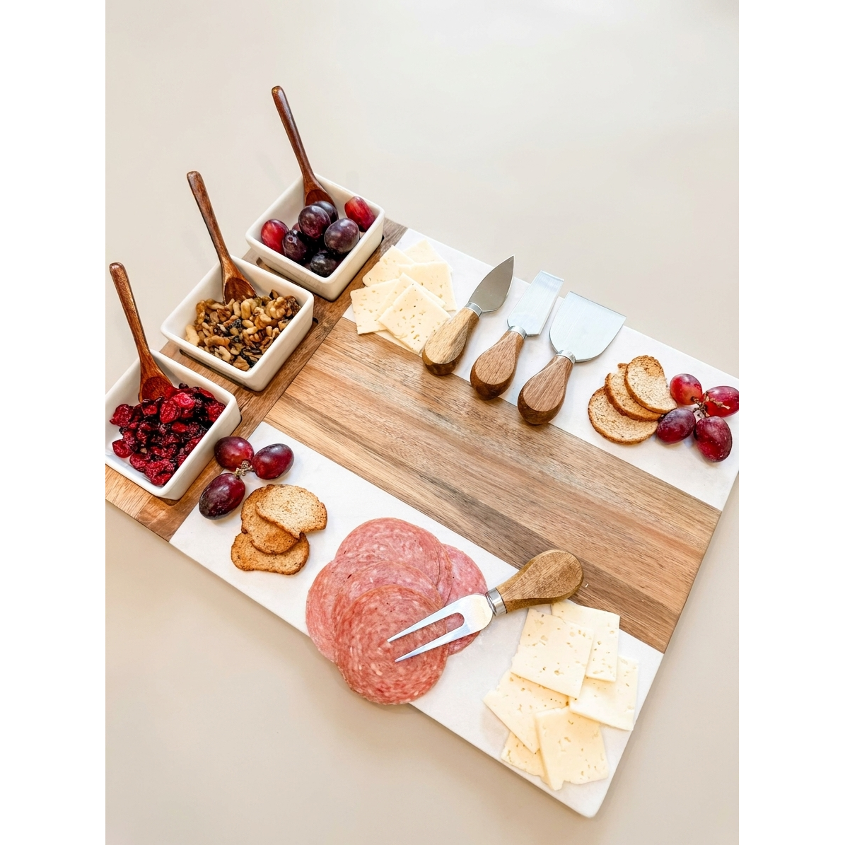 Personalized Acacia & Stone Charcuterie Board Set