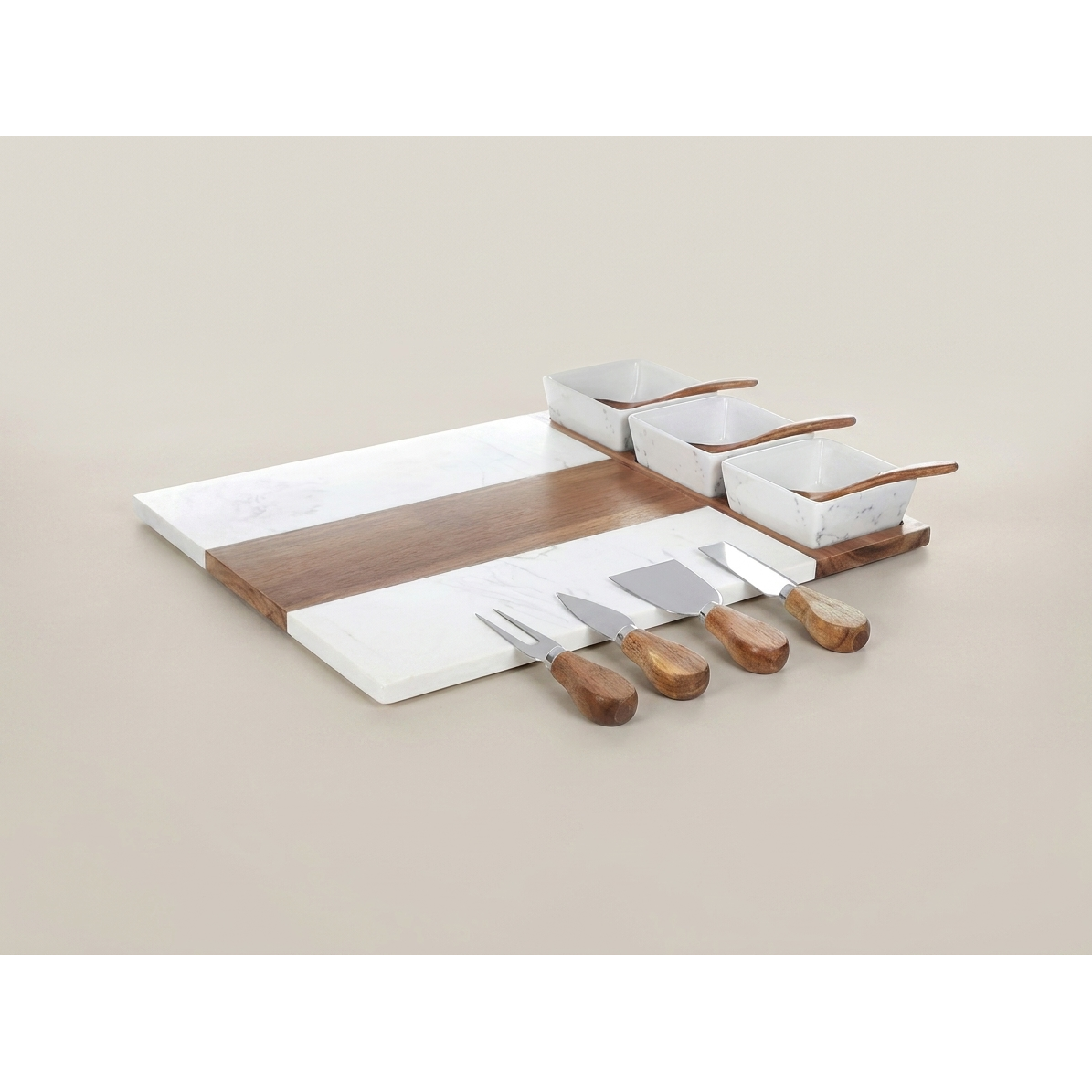Personalized Acacia & Stone Charcuterie Board Set