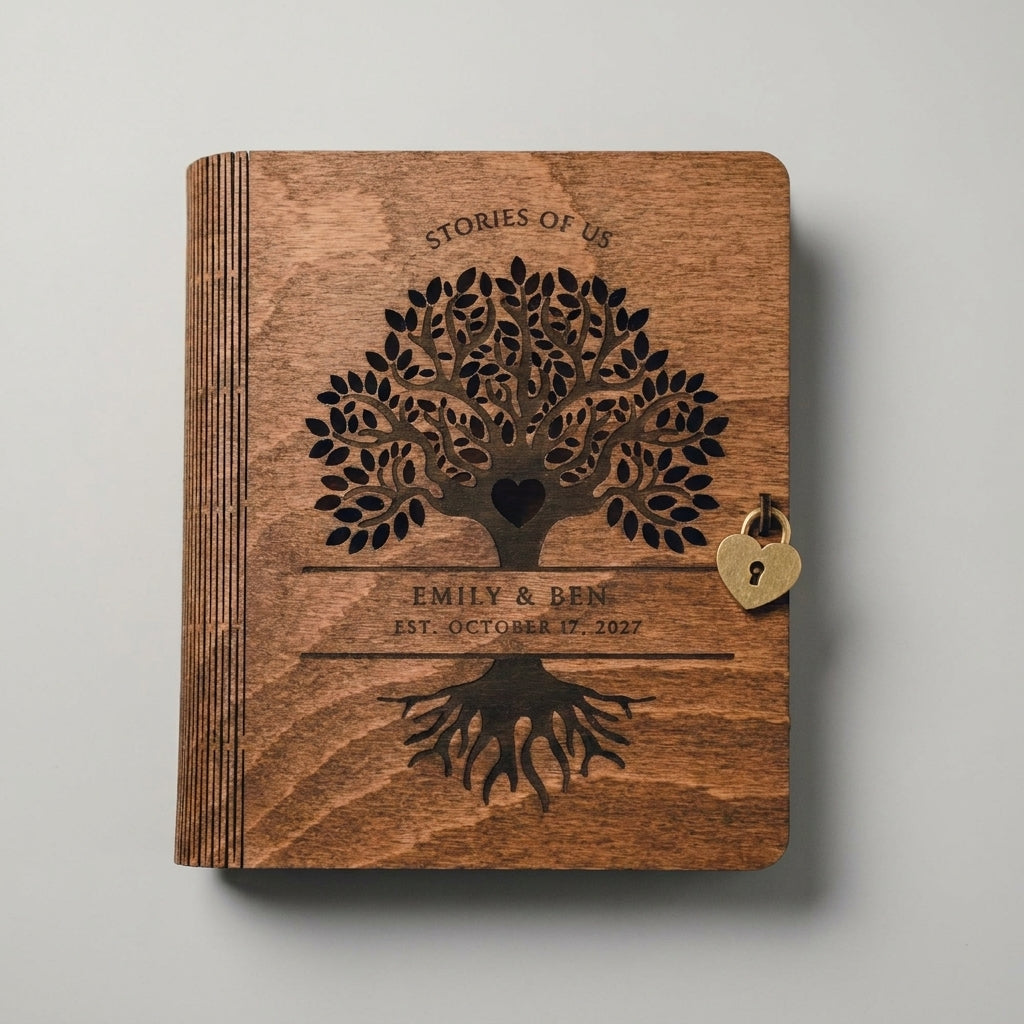 Personalized Wooden Keepsake Memory Box for Couples