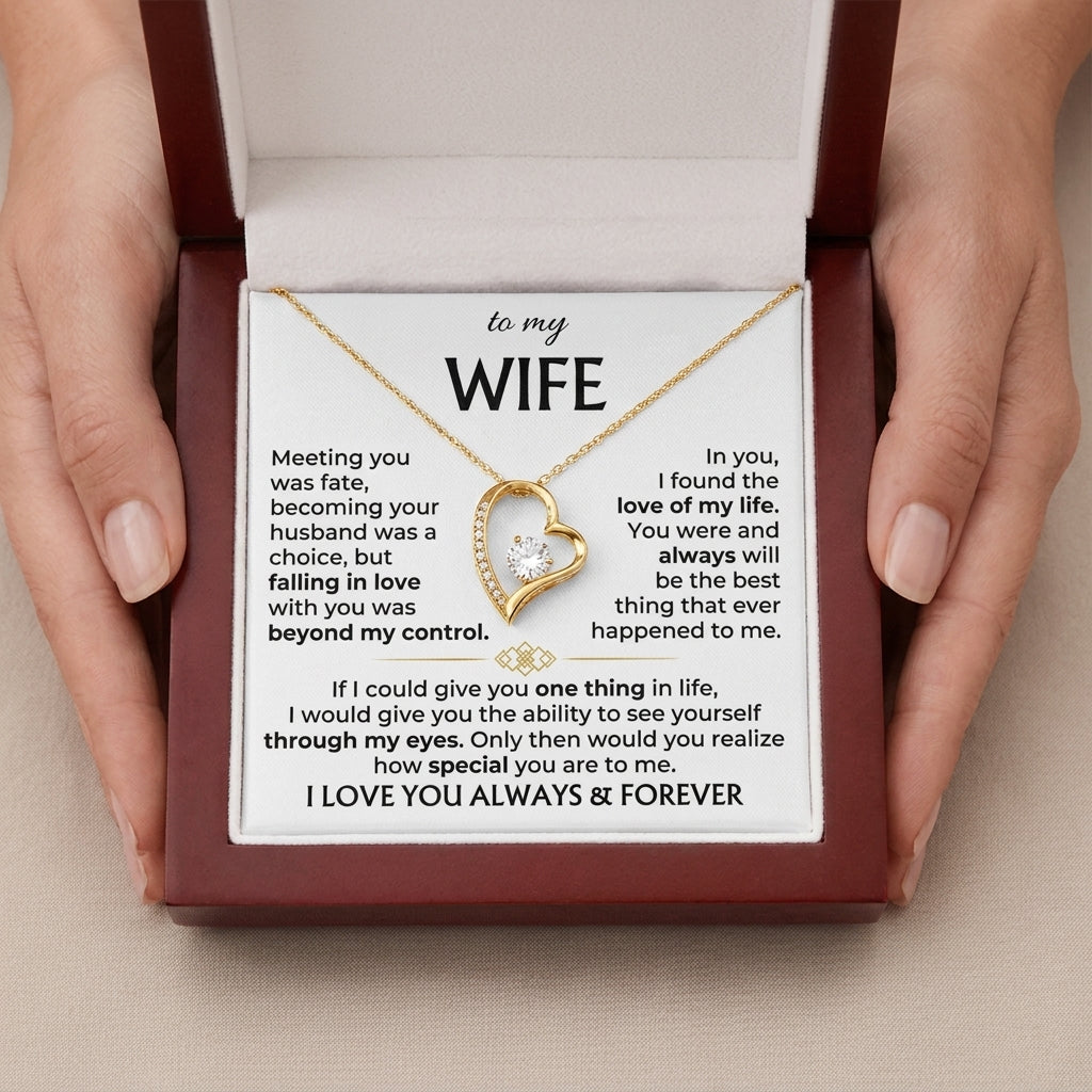 To My Wife Forever Love Necklace with Heartfelt Message Card