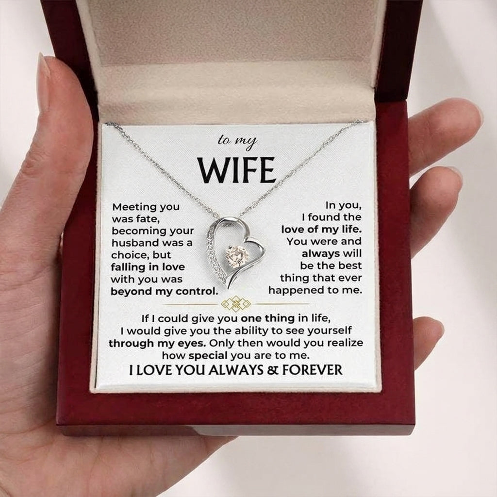 To My Wife Forever Love Necklace with Heartfelt Message Card