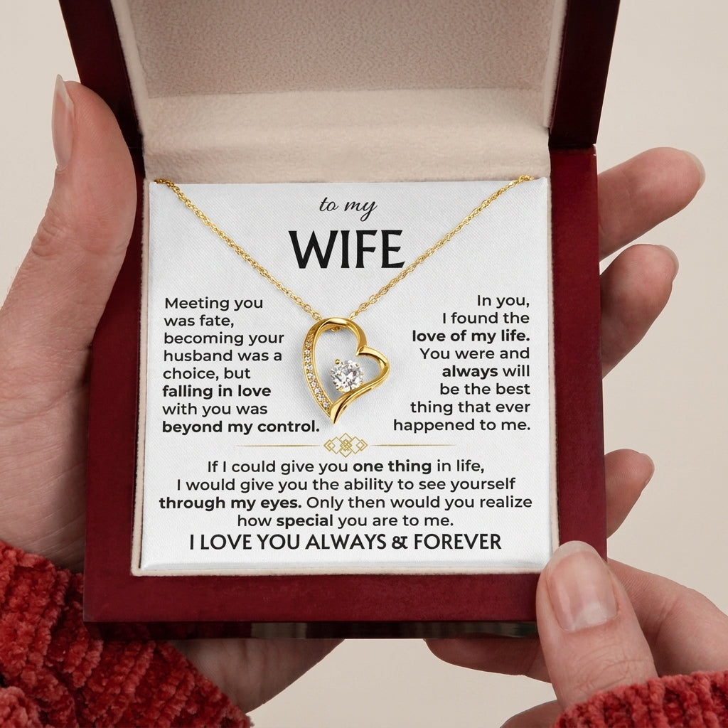 To My Wife Forever Love Necklace with Heartfelt Message Card