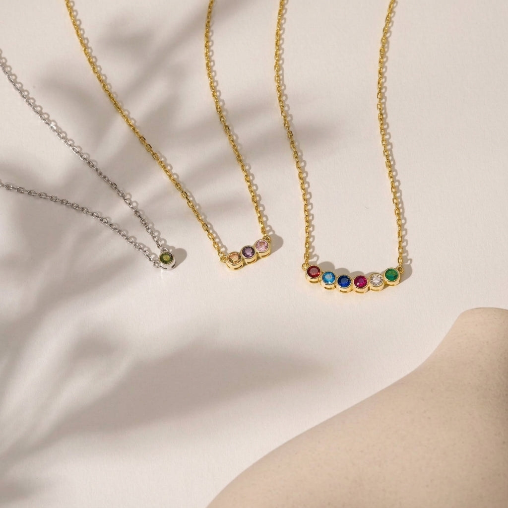 Personalized Birthstone Family Necklace in Sterling Silver