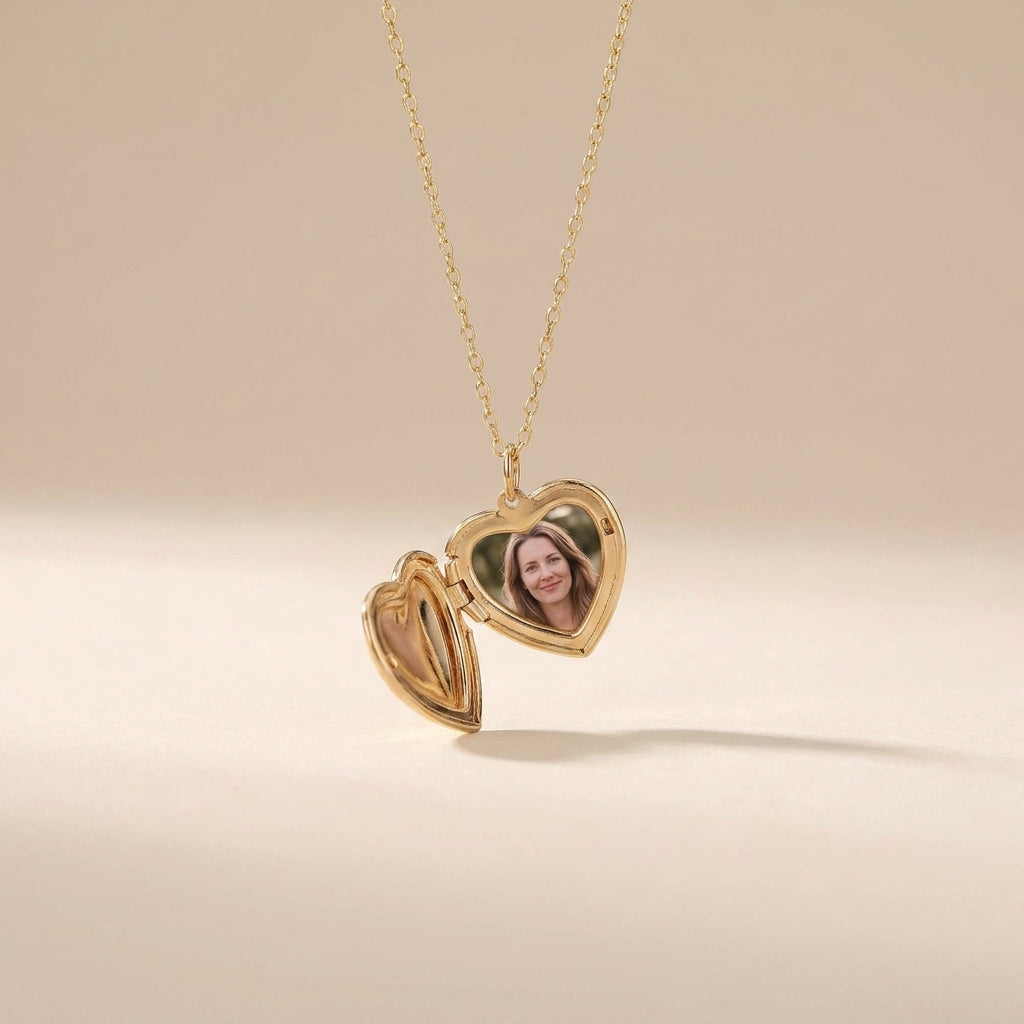 Personalized Heart Photo Locket Necklace