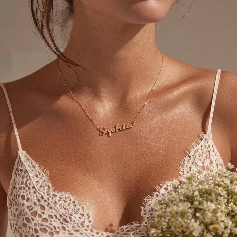 Custom Full Name Necklace 18K Gold Plated Personalized Name Pendant Stainless Steel Nameplate Jewelry specs