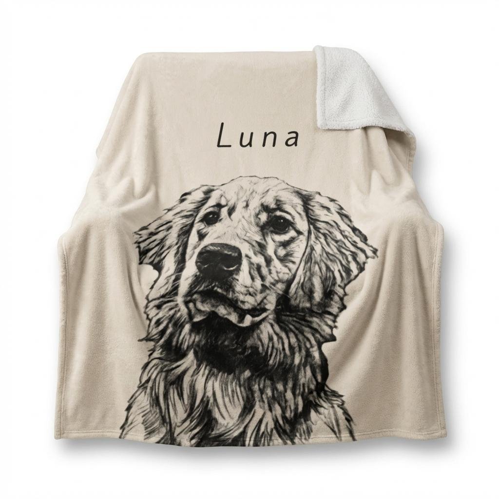 Custom Pet Portrait Blanket | Personalized Dog Photo Gift
