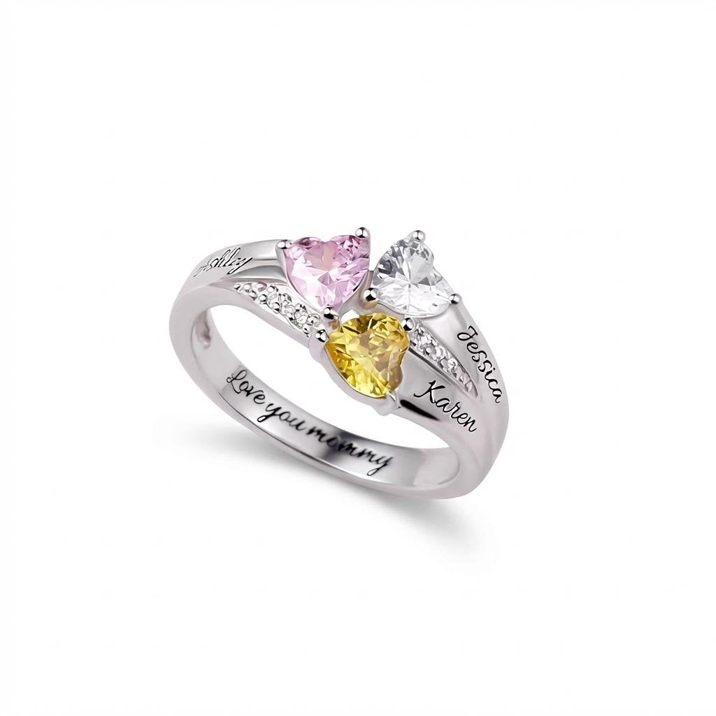 Personalized Heart Birthstone Name Ring | iMade4U