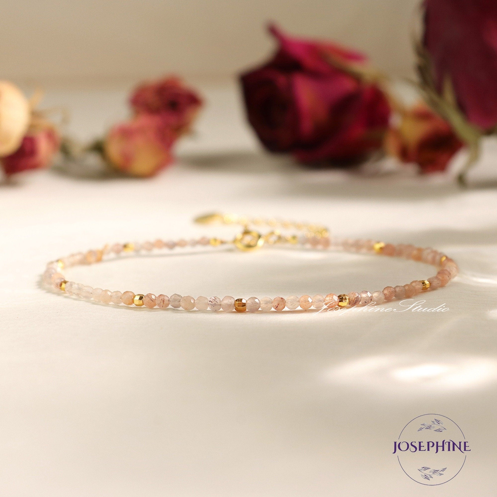 Radiant Sunstone Dainty Gemstone Bracelet