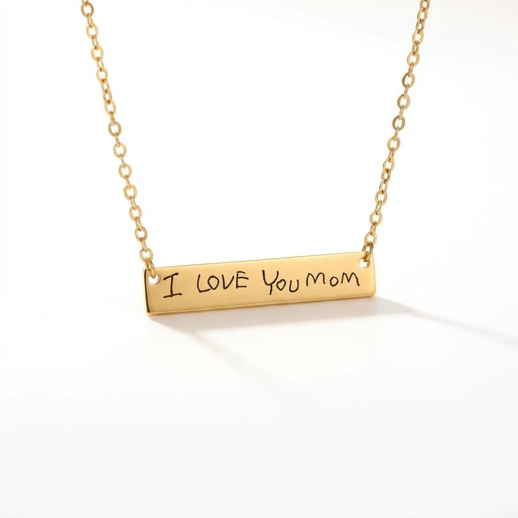 Personalized Handwriting Bar Necklace - Custom Signature Gift