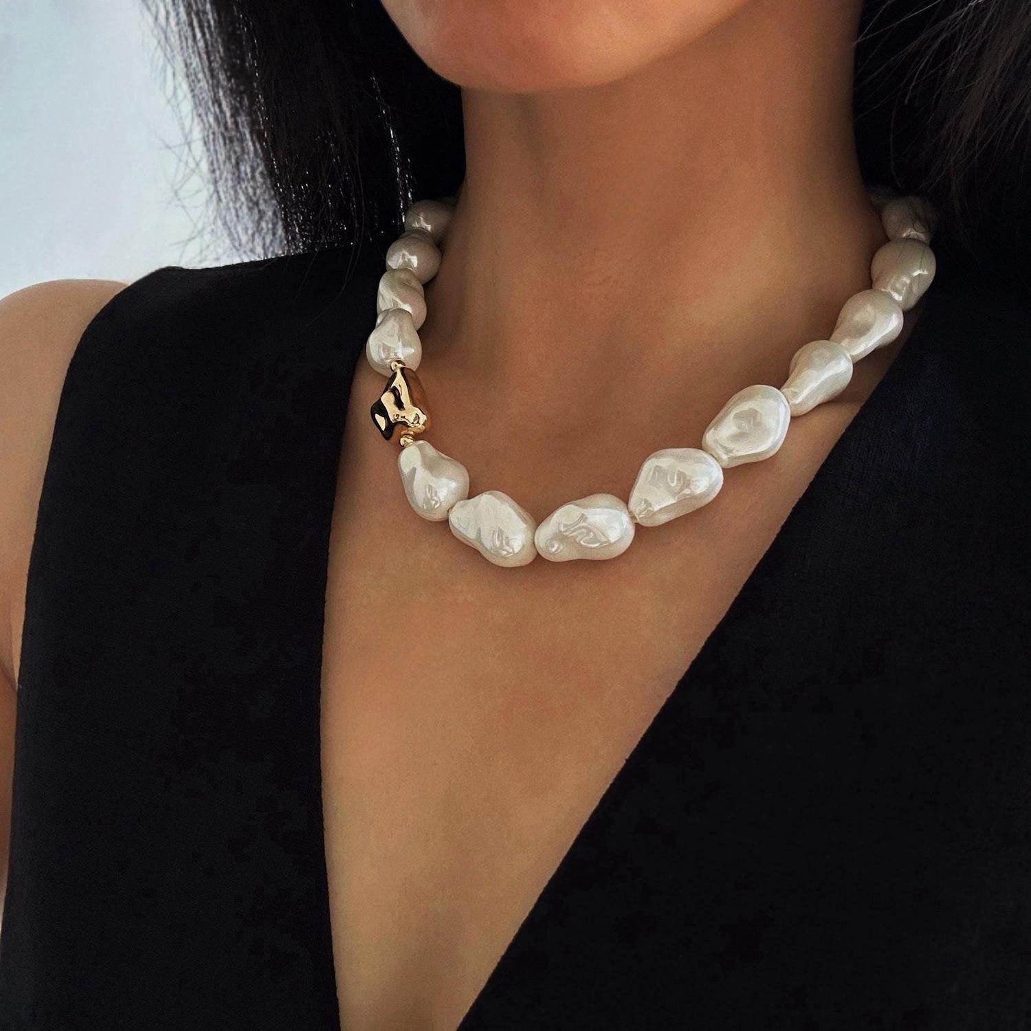 Sculptural Baroque Pearl Statement Necklace