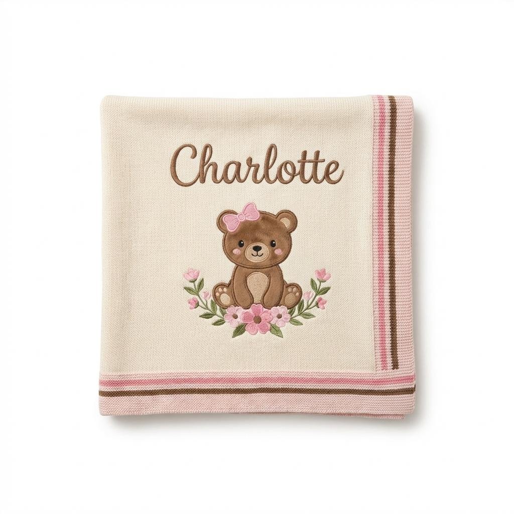 Personalized Premium Cotton Knit Baby Name Blanket