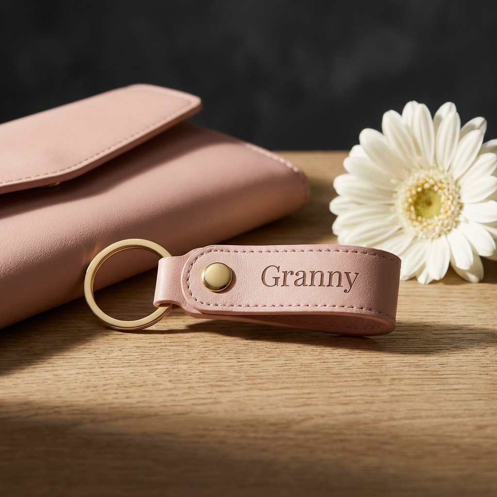 Artisan Personalized Leather Photo Keychain