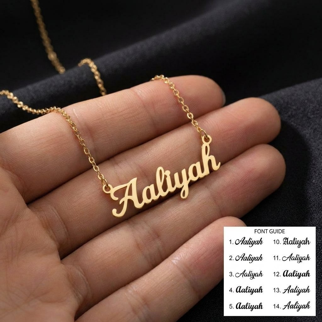 Personalized 14K Gold Name Necklace - Custom Nameplate