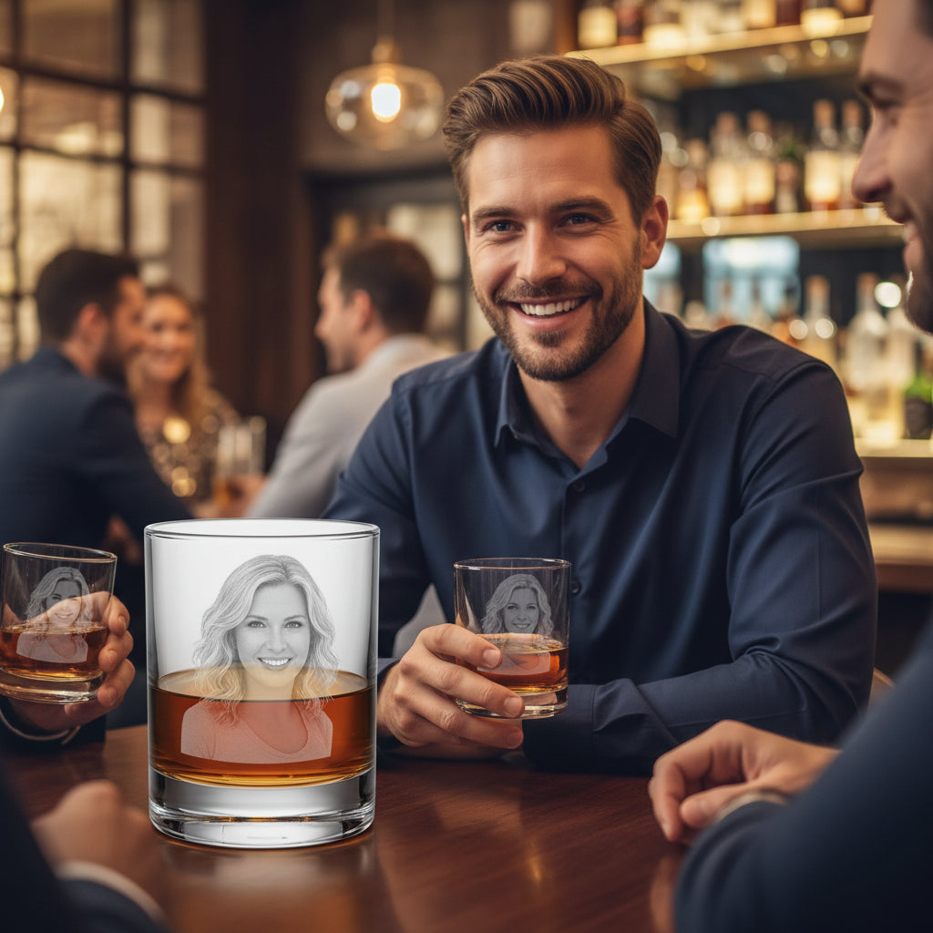 Personalized gift whiskey glass
