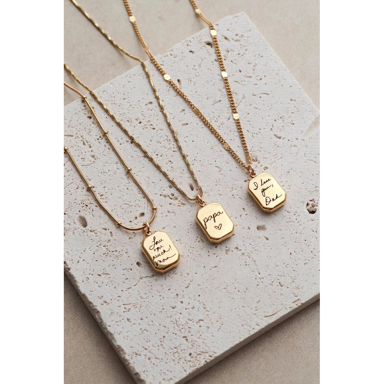 Custom Handwriting Octagon Pendant Necklace