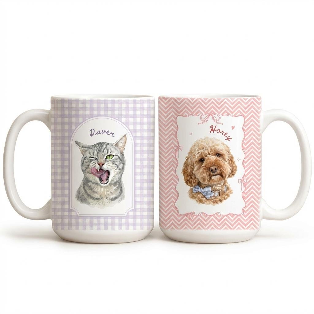 Custom Watercolor Pet Portrait Mug | Personalized Pet Gift