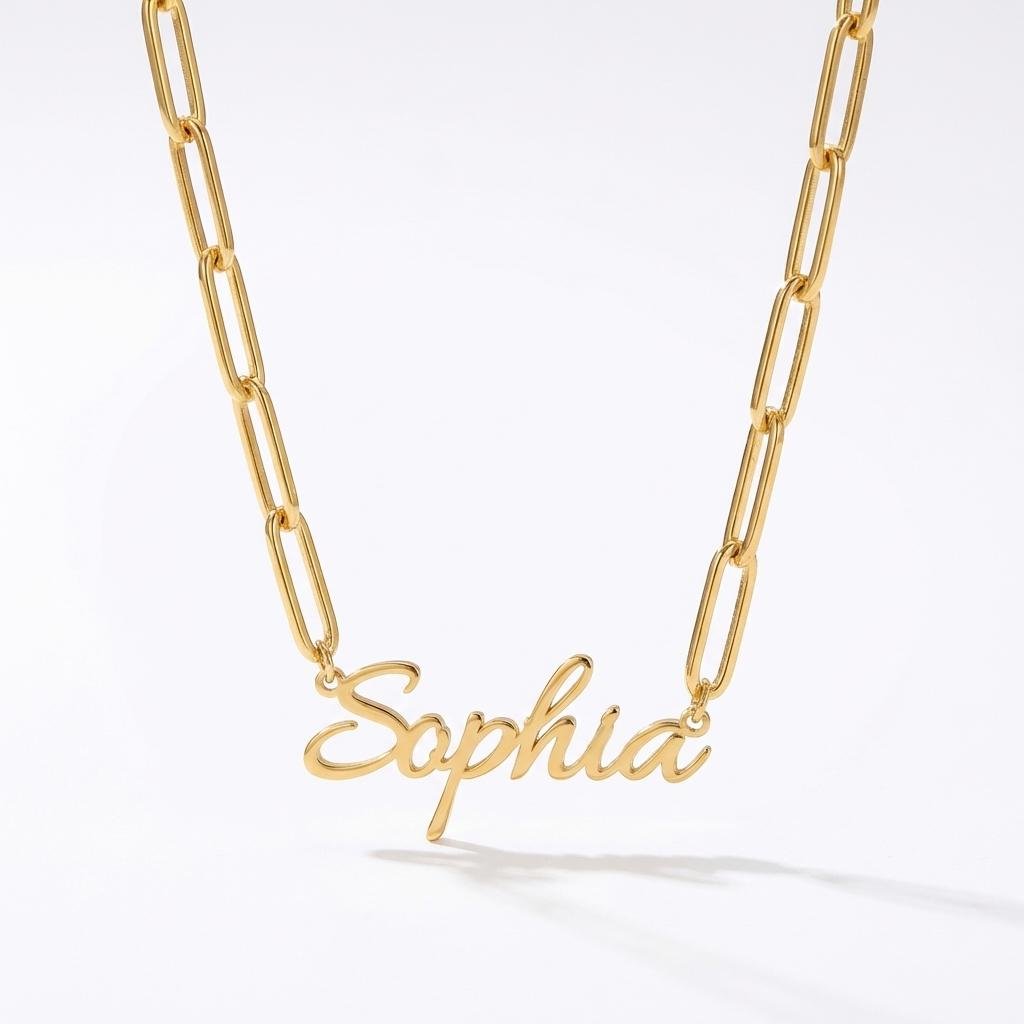 Personalized Paper Clip Name Necklace | Custom Gold Choker