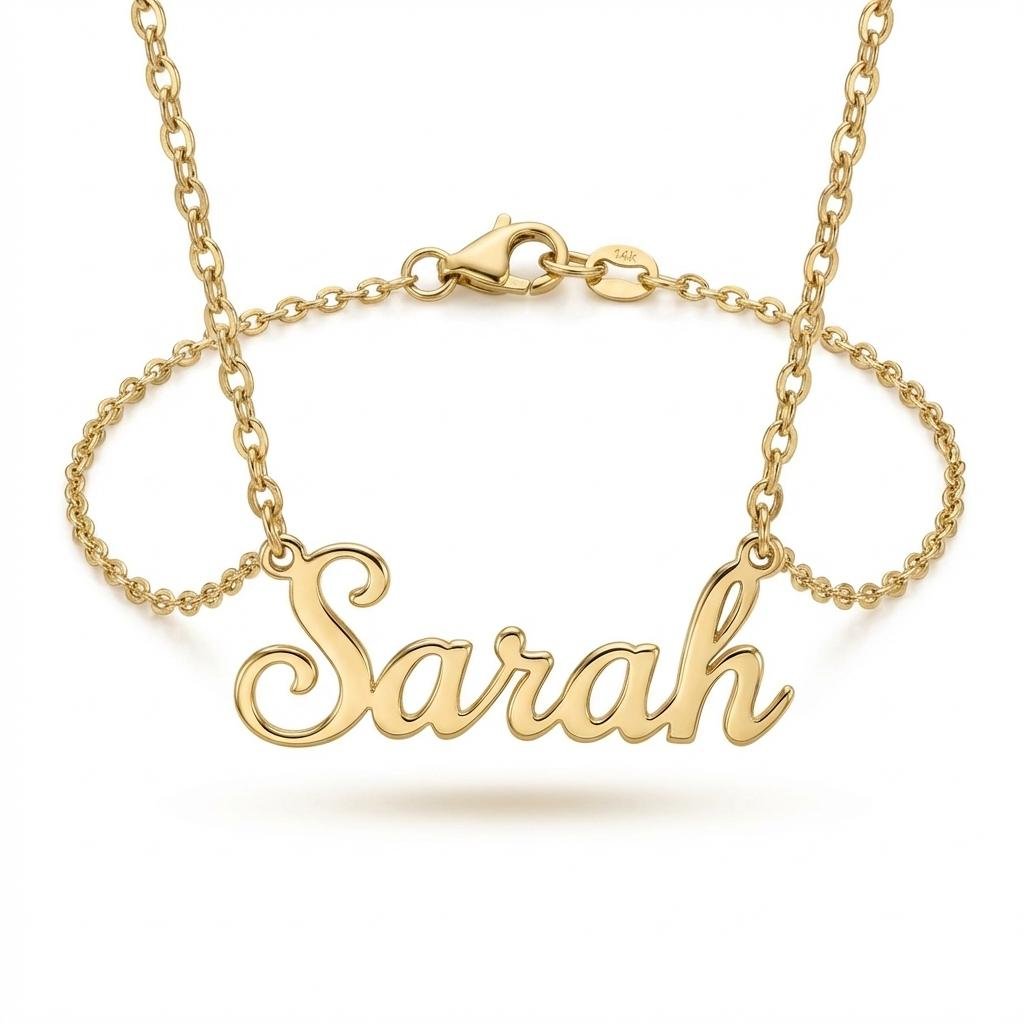 Personalized 14K Gold Name Necklace - Custom Nameplate