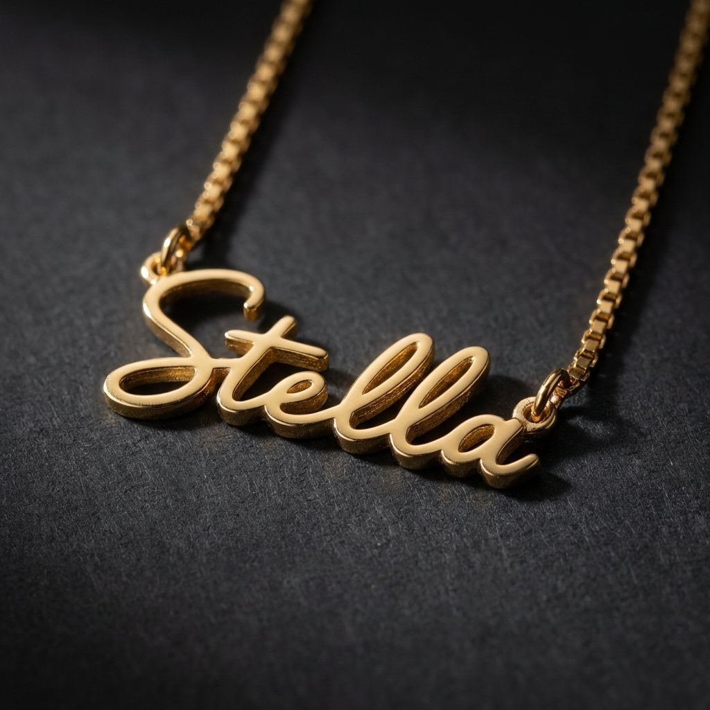 Personalized 18K Gold Dainty Script Name Necklace