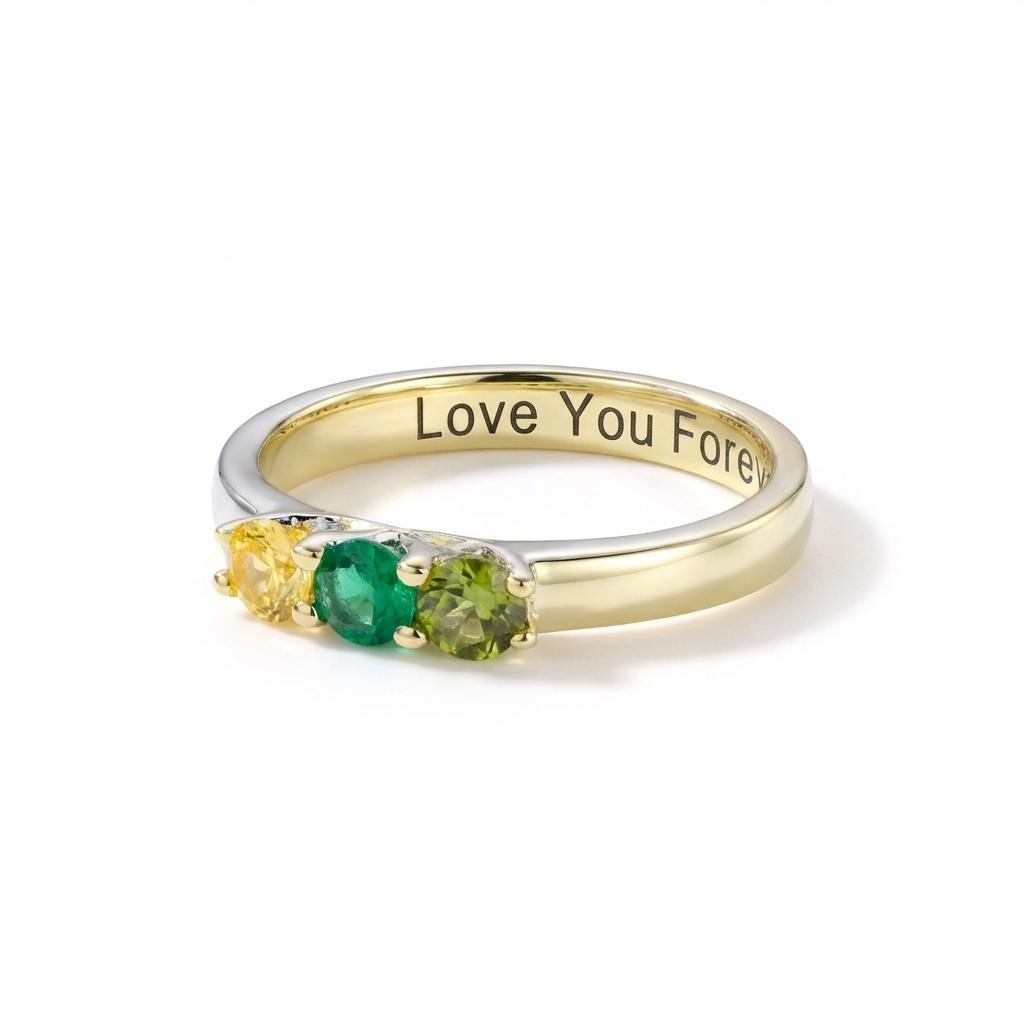 Custom Birthstone Ring for Mom | Personalized Sterling Silver