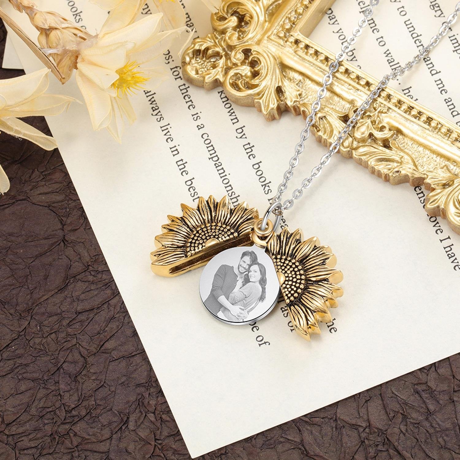 Eternal Bloom Personalized Sunflower Locket