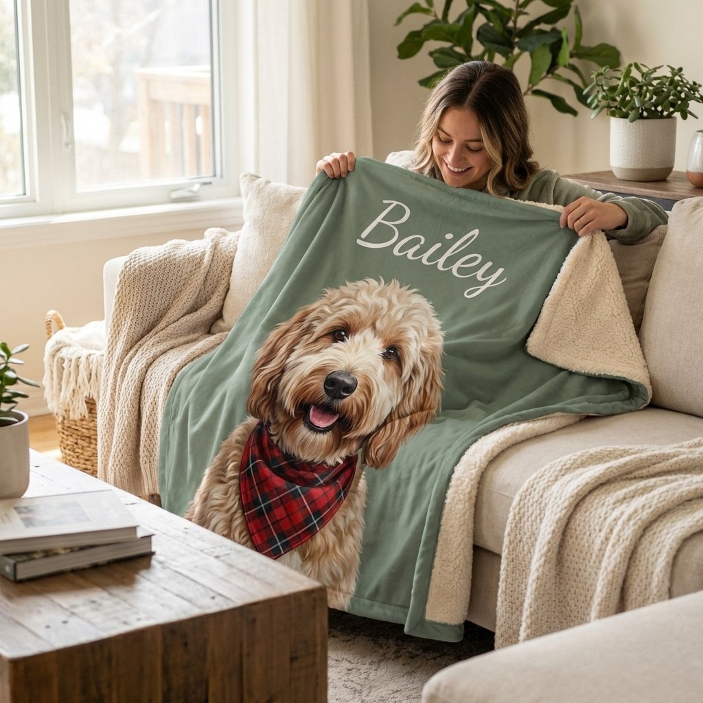Custom Pet Photo Memorial Blanket | Dog & Cat Sympathy Gift