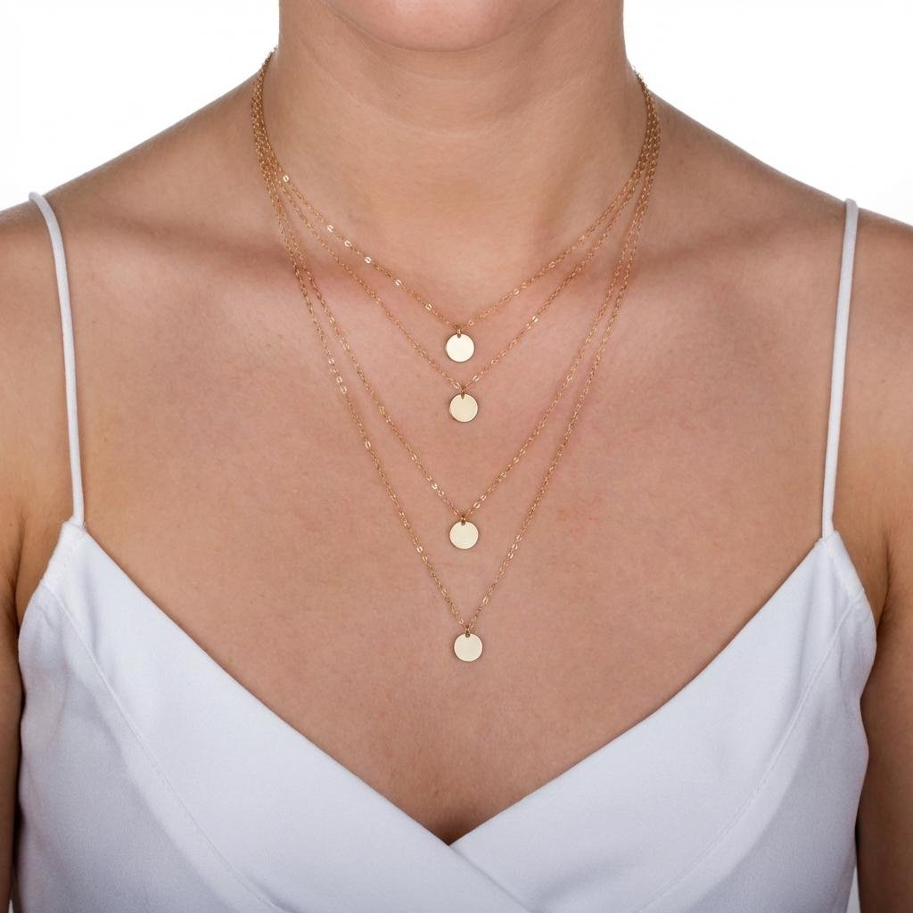 Personalized Initial Disc Necklace | 14K Gold Filled