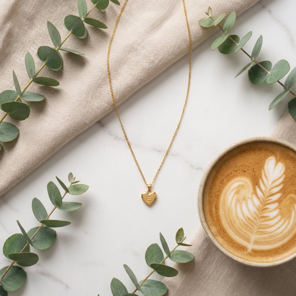 Personalized Gold Heart Initial Necklace