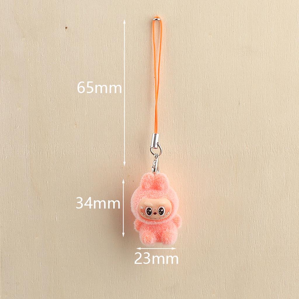 Pink plush keychain charm front view