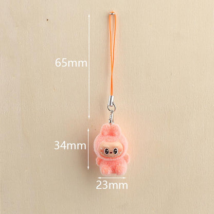 Pink plush keychain charm front view