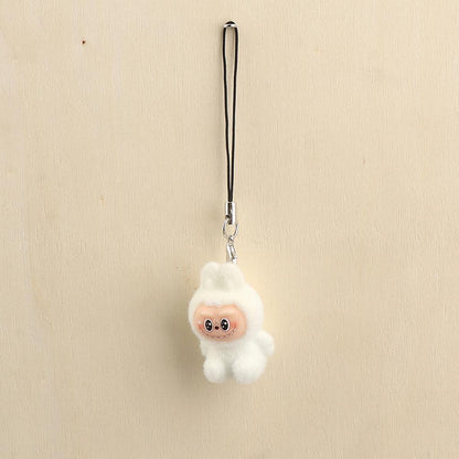 Brown plush keychain charm front view