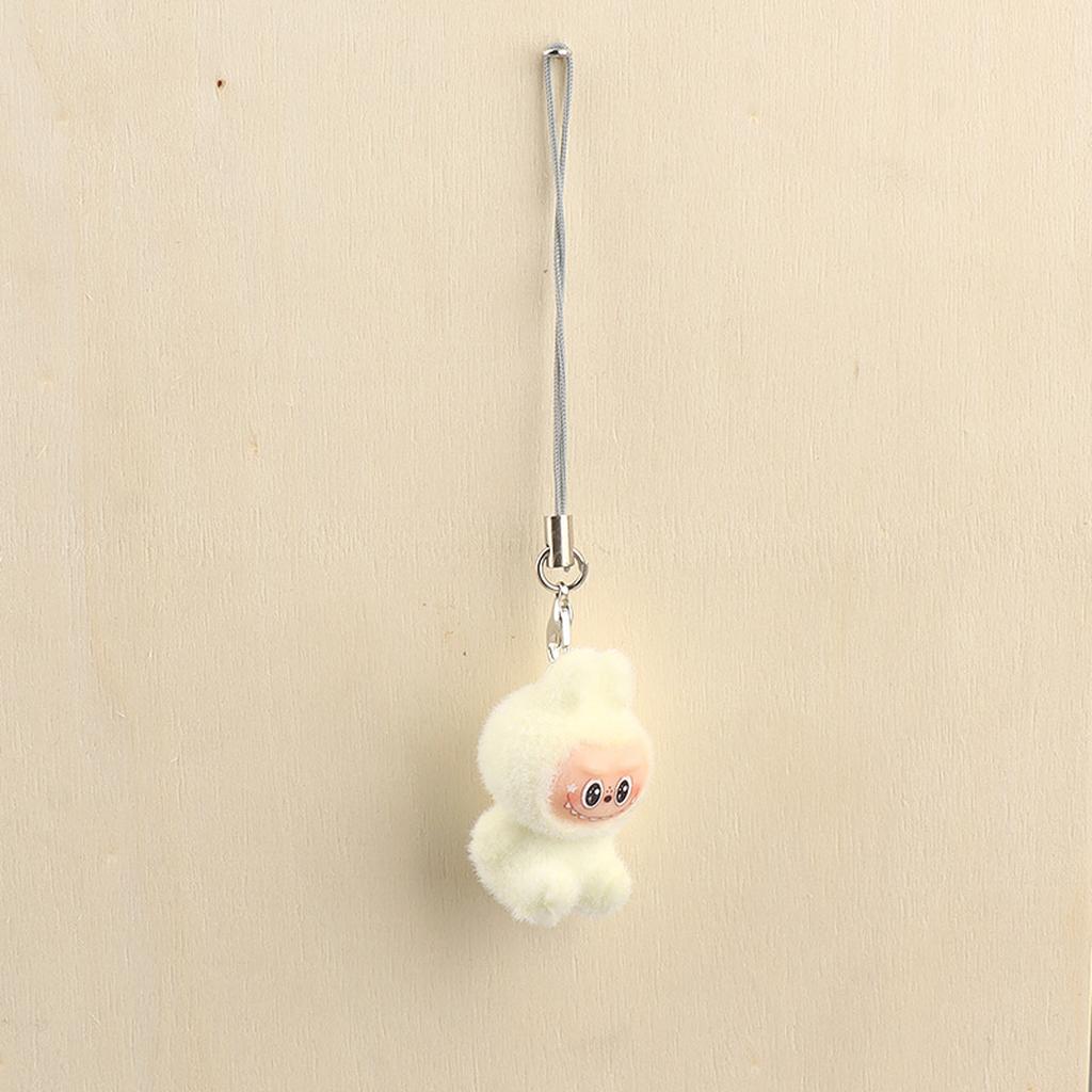 Blue plush keychain charm front view
