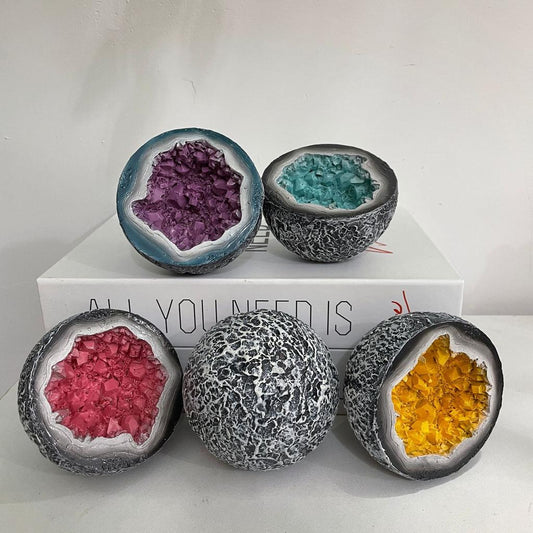 geode crystal candle bowl pink