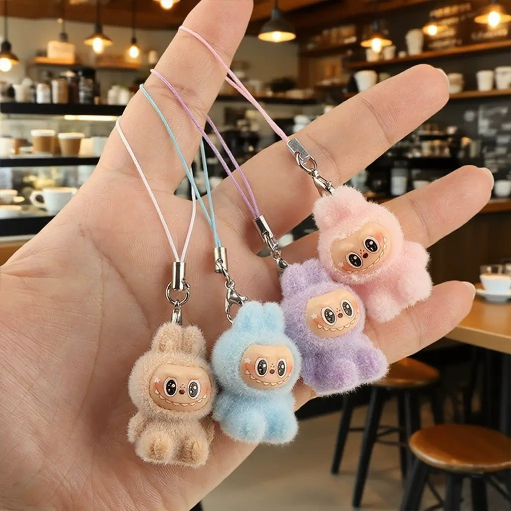 Brown plush keychain charm stylized display