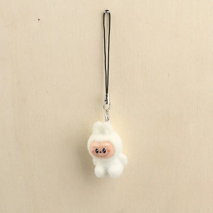 Purple plush keychain charm stylized display