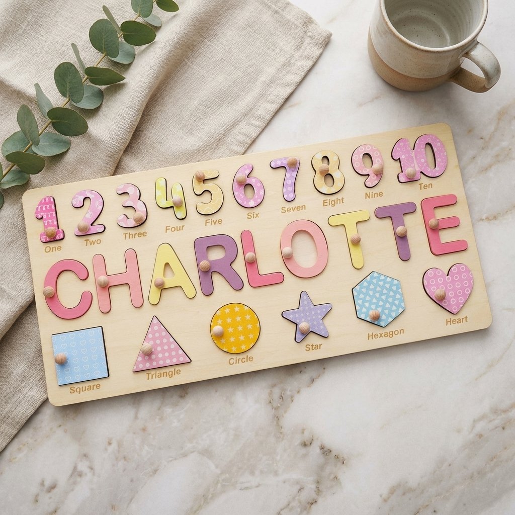 Personalized Wooden Name Puzzle for Toddlers & Babies