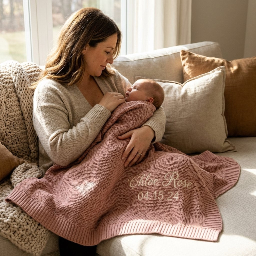 Personalized Embroidered Knit Baby Blanket | iMade4U